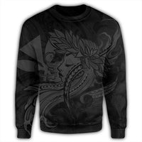 Hawaiian Map Hula Girl Hibiscus Kanaka Polynesian Sweatshirt - Gray - AH - Polynesian Pride