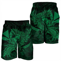 Hawaiian Map Hula Girl Hibiscus Kanaka Polynesian Men's Shorts - Green - AH - Polynesian Pride