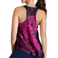 Hawaiian Map Hula Girl Hibiscus Kanaka Polynesian Racerback Tank - Pink - AH - Polynesian Pride