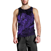 Hawaiian Map Hula Girl Hibiscus Kanaka Polynesian Tank Top - Purple - AH Black - Polynesian Pride