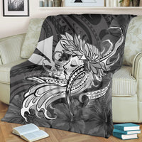 Hawaiian Map Hula Girl Hibiscus Kanaka Polynesian Premium Blankets - White - AH - Polynesian Pride