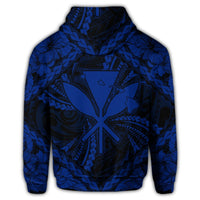 Hawaiian Map Kanaka Hibiscus Blue Polynesian Hoodie - Polynesian Pride