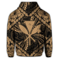 Hawaiian Map Kanaka Hibiscus Gold Polynesian Zip Hoodie - Polynesian Pride