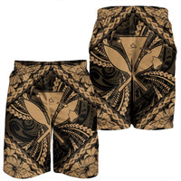Hawaiian Map Kanaka Hibiscus Gold Polynesian Men's Shorts - AH - Polynesian Pride