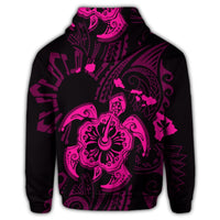 Hawaiian Map Kanaka Hibiscus Turtle Pink Polynesian Hoodie - Polynesian Pride