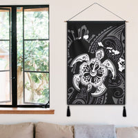 Hawaiian Map Kanaka Hibiscus Turtle White Polynesian Hanging Poster - AH - Polynesian Pride