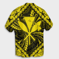 Hawaiian Map Kanaka Hibiscus Yellow Polynesian Hawaiian Shirt - AH - Polynesian Pride