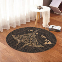 Hawaiian Map Kanaka Manta Ray Polynesian Round Carpet Gold - AH - Polynesian Pride