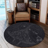 Hawaiian Map Kanaka Manta Ray Polynesian Round Carpet Gray - AH - Polynesian Pride