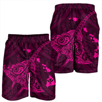 Hawaiian Map Kanaka Manta Ray Polynesian Men's Shorts Pink - AH - Polynesian Pride