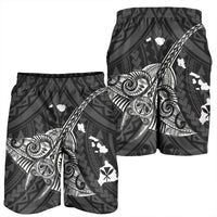 Hawaiian Map Kanaka Manta Ray Polynesian Men's Shorts White - AH - Polynesian Pride