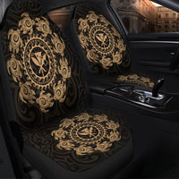 Hawaiian Map Kanaka Turtles Circle Style Gold Polynesian Car Seat Covers - AH - Polynesian Pride