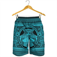 Hawaiian Map Madame Pele Kanaka Plumeria Polynesian Men's Shorts Blue AH - Polynesian Pride