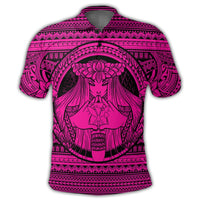 Hawaiian Map Madame Pele Kanaka Plumeria Polynesian Polo Shirt Pink - Polynesian Pride
