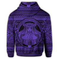 Hawaiian Map Madame Pele Kanaka Plumeria Polynesian Zip Hoodie Purple - Polynesian Pride