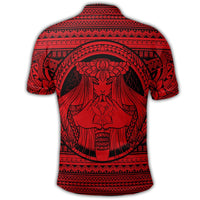Hawaiian Map Madame Pele Kanaka Plumeria Polynesian Polo Shirt Red - Polynesian Pride
