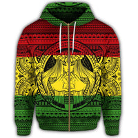 Hawaiian Map Madame Pele Kanaka Plumeria Polynesian Zip Hoodie Reggae - Polynesian Pride