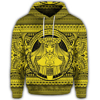 Hawaiian Map Madame Pele Kanaka Plumeria Polynesian Hoodie Yellow - Polynesian Pride
