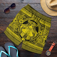 Hawaiian Map Madame Pele Kanaka Plumeria Polynesian Men's Shorts Yellow AH Art - Polynesian Pride
