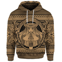 Custom Hawaiian Map Madame Pele Mauna Kea Plumeria Polynesian Hoodie Gold - Polynesian Pride
