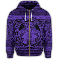 Hawaiian Map Madame Pele Mauna Kea Plumeria Polynesian Zip Hoodie Purple - Polynesian Pride
