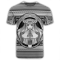 Hawaiian Map Madame Pele Mauna Kea Plumeria Polynesian T Shirt White - Polynesian Pride