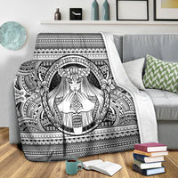 Hawaiian Map Madame Pele Mauna Kea Plumeria Polynesian Premium Blankets White AH - Polynesian Pride