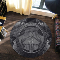 Hawaiian Map Madame Pele Polynesian Round Carpet Gray AH - Polynesian Pride