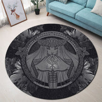 Hawaiian Map Madame Pele Polynesian Round Carpet Gray AH - Polynesian Pride