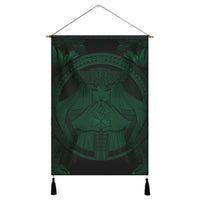 Hawaiian Map Madame Pele Polynesian Hanging Poster Green AH Hanging Poster Cotton And Linen - Polynesian Pride