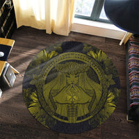Hawaiian Map Madame Pele Polynesian Round Carpet Yellow AH - Polynesian Pride