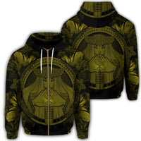 Hawaiian Map Madame Pele Polynesian Zip Hoodie Yellow Unisex Art - Polynesian Pride