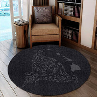 Hawaiian Map Manta Ray Gray Polynesian Round Carpet - AH - Polynesian Pride
