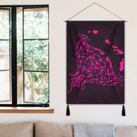 Hawaiian Map Manta Ray Pink Polynesian Hanging Poster - AH - Polynesian Pride