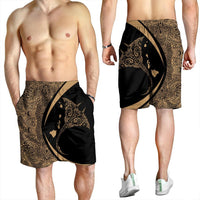 Hawaiian Map Manta Ray Polynesian Men's Shorts - Gold - AH - Polynesian Pride