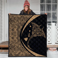 Hawaiian Map Manta Ray Polynesian Premium Quilts - Gold - AH - Polynesian Pride
