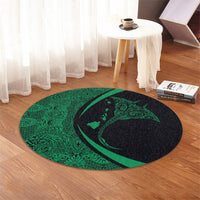 Hawaiian Map Manta Ray Polynesian Round Carpet - Green - Circle Style - AH - Polynesian Pride