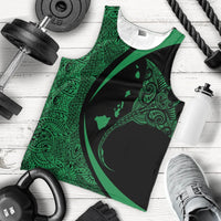 Hawaiian Map Manta Ray Polynesian Tank Top - Green - Circle Style - AH - Polynesian Pride