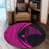 Hawaiian Map Manta Ray Polynesian Round Carpet - Pink - AH - Polynesian Pride