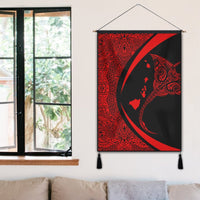 Hawaiian Map Manta Ray Polynesian Hanging Poster - Red - AH - Polynesian Pride