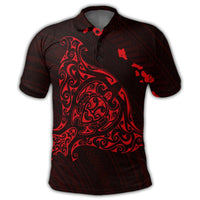 Hawaiian Map Manta Ray Red Polynesian Polo Shirt - Polynesian Pride