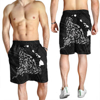 Hawaiian Map Manta Ray White Polynesian Men's Shorts - AH - Polynesian Pride