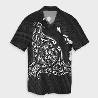 Hawaiian Map Manta Ray White Polynesian Hawaiian Shirt - AH Unisex Black - Polynesian Pride