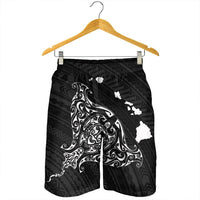 Hawaiian Map Manta Ray White Polynesian Men's Shorts - AH - Polynesian Pride
