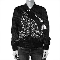 Hawaiian Map Manta Ray White Polynesian Bomber Jacket - AH - Polynesian Pride