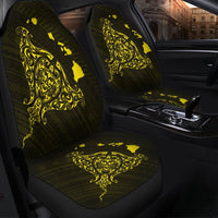 Hawaiian Map Manta Ray Yellow Polynesian Car Seat Covers - AH - Polynesian Pride