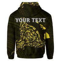 Custom Hawaiian Map Manta Ray Yellow Polynesian Hoodie - Polynesian Pride