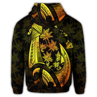 Hawaiian Map Palm Trees Fish Hook Polynesian Hoodie Colorful Yellow - Polynesian Pride