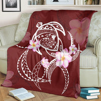 Hawaiian Map Plumeria Turtle Swim Polynesian Premium Blankets - AH - Polynesian Pride