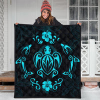 Hawaiian Map Turtle Dolphin With Plumeria Premium Quilts - AH - Polynesian Pride